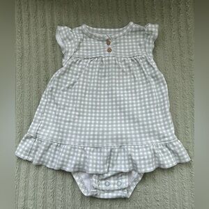 Carters Green Gingham Onesie with skirt 3M